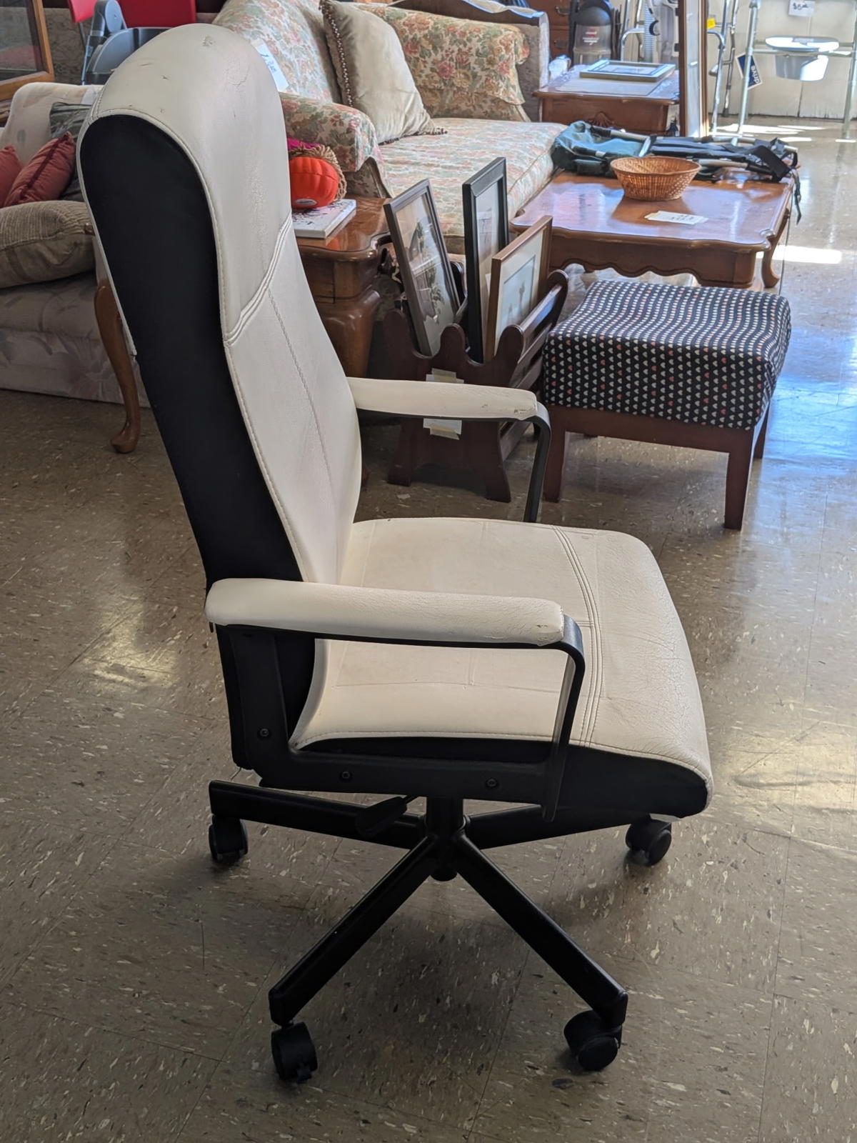 Modern Office Chair with Cream Upholstery