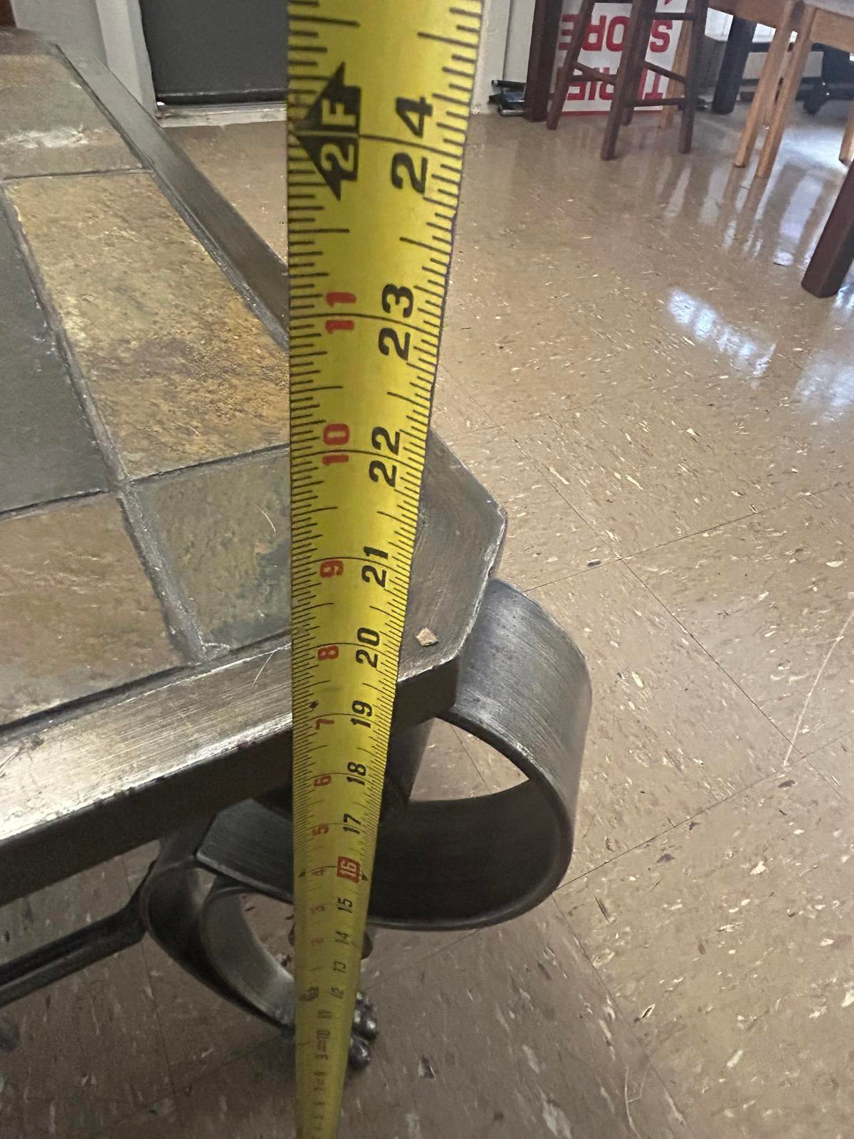 Stylish Slate Top Coffee Table with Wrought Iron Legs