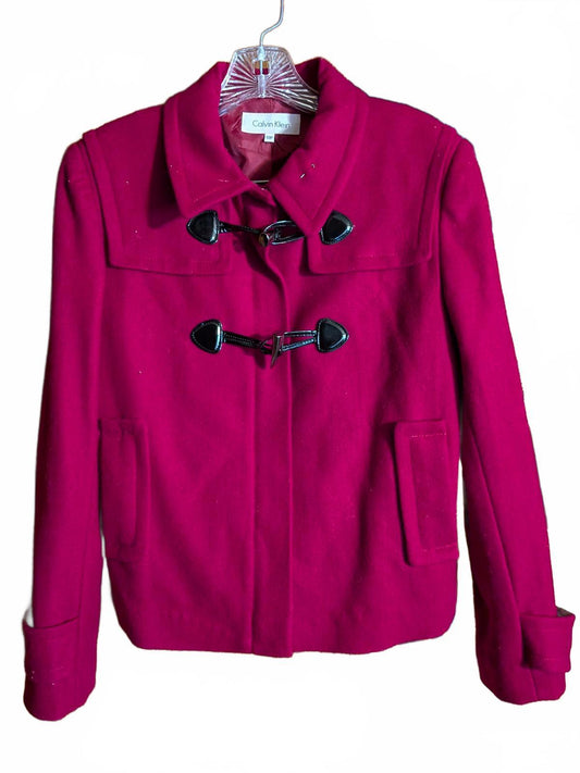 Calvin Klein Women's Red Peacoat - Stylish and Warm