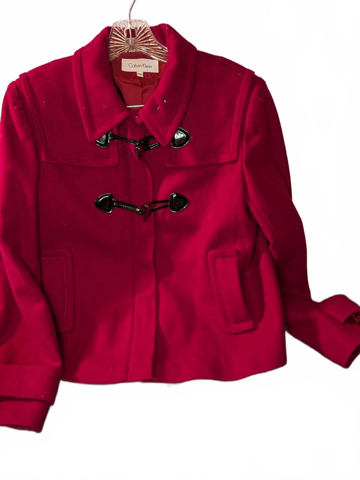 Calvin Klein Women's Red Peacoat - Stylish and Warm