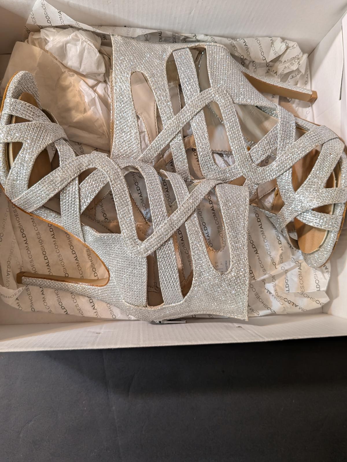 ALDO Abavia Strappy Heels - Women's Silver Sandals Size 6.5