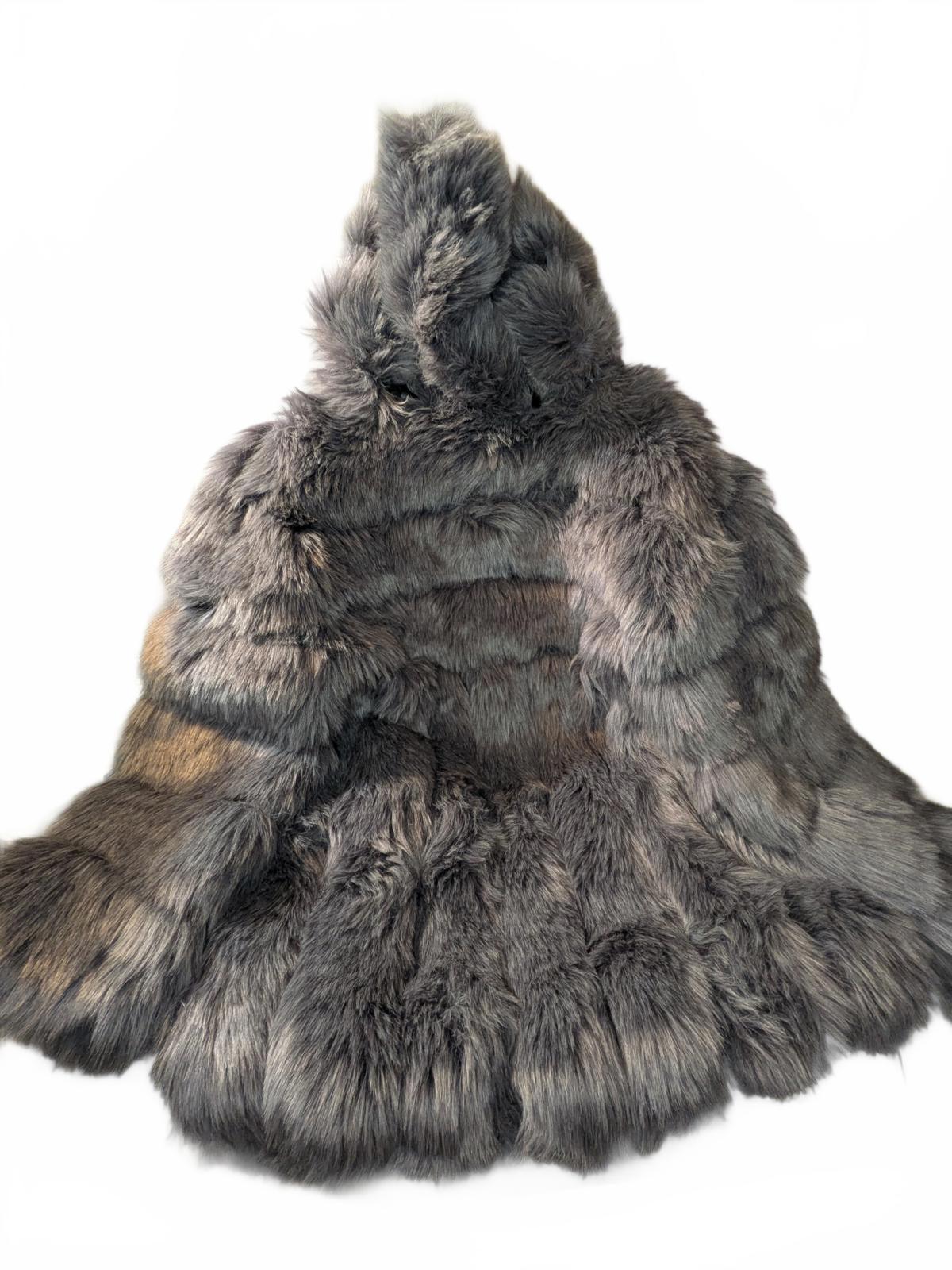 Stylish Gray Faux Fur Hooded Jacket