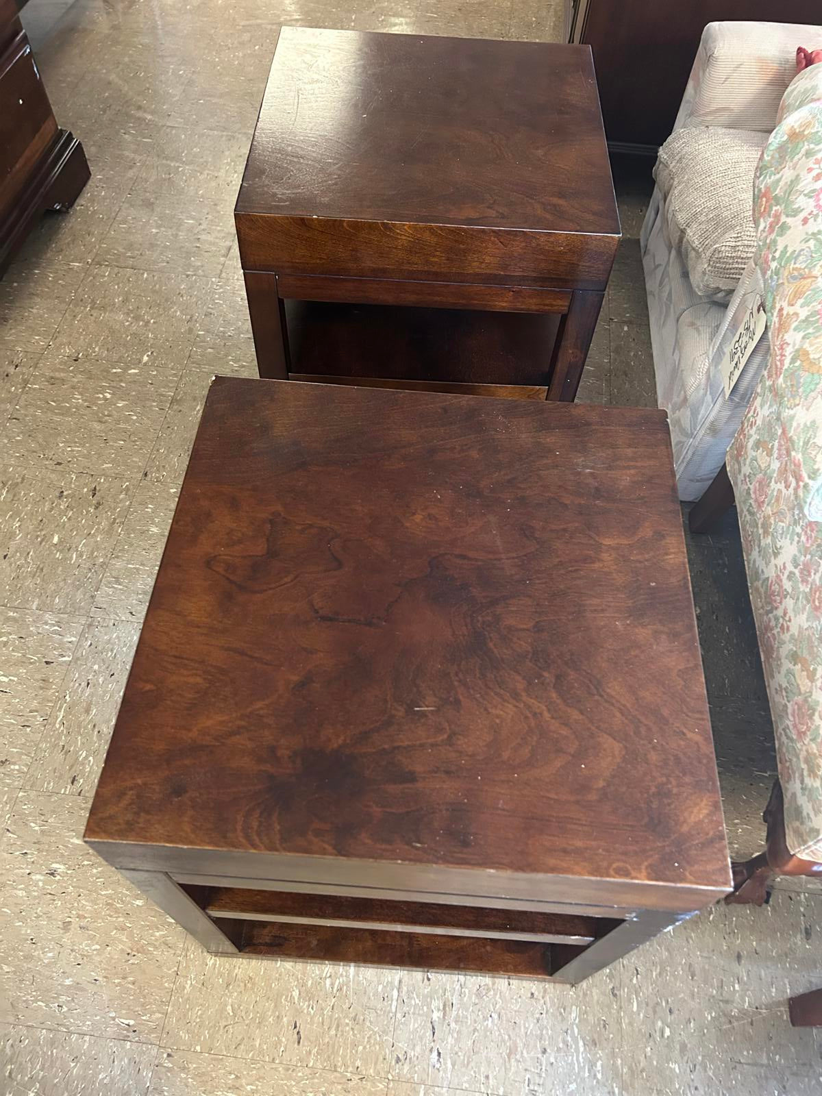 Modern Solid Wood End Table Set