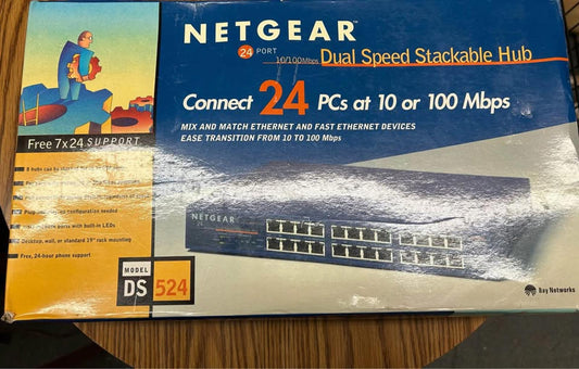 NETGEAR 24-Port Dual Speed Stackable Hub - Model DS524