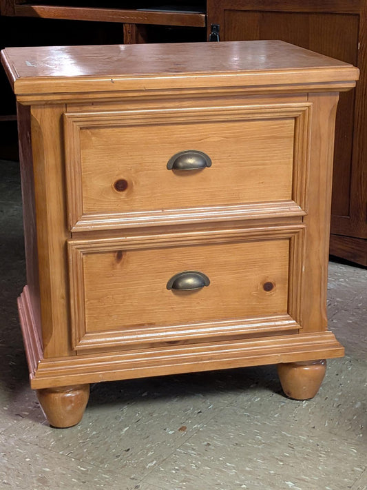 Rustic Wooden Nightstand with Double Drawers