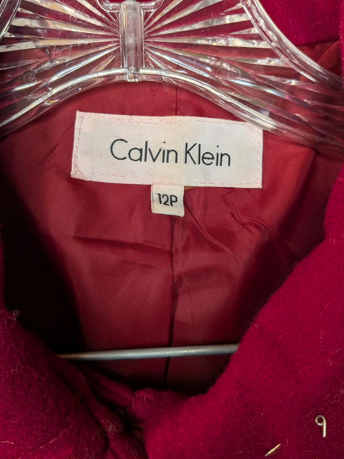 Calvin Klein Women's Red Peacoat - Stylish and Warm