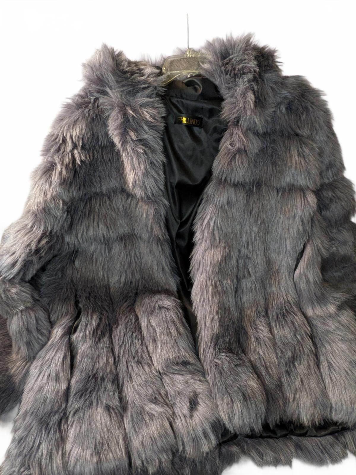 Stylish Gray Faux Fur Hooded Jacket